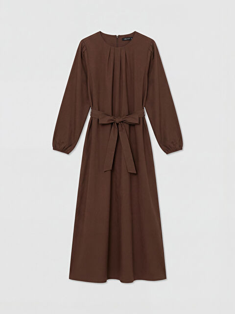 LCWAIKIKI Classic Bisiklet Yaka Beli Kuşaklı Poplin Elbise - S6MK17Z8-JSE