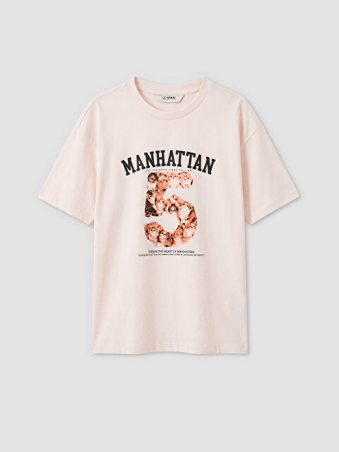 LCW Kids Футболка для девочек с круглым вырезом и принтом