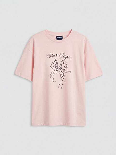 LCW Kids Bisiklet Yaka Baskılı Kız Çocuk Tişört - S6MK20Z4-G4V