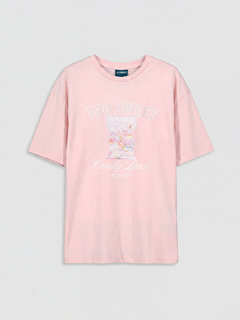 LCW Kids Bisiklet Yaka Baskılı Kız Çocuk Tişört - S6MK20Z4-QX8