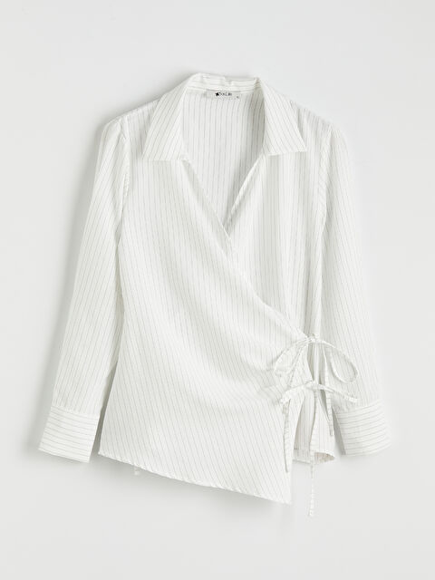 Soulife Kruvaze Kesim Bağlama Detaylı Kadın Gömlek - S6MK56Z8-LJX