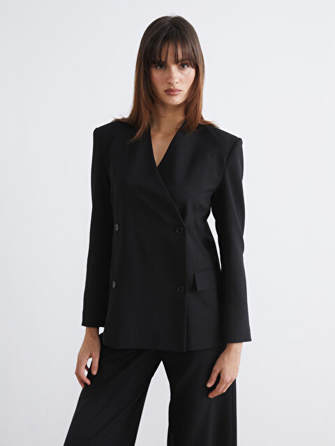 Soulife Kruvaze Yaka Kadın Blazer Ceket	 - S6MK58Z8-CVL