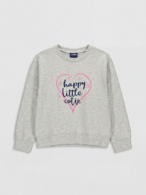 LCW Kids Crew Neck Printed Girls' Thick Sweatshirt - S6ML29Z4-CT3
