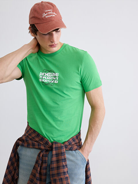 XSIDE Bisiklet Yaka Baskılı Penye Erkek Tişört - S6ML46Z8-GKH