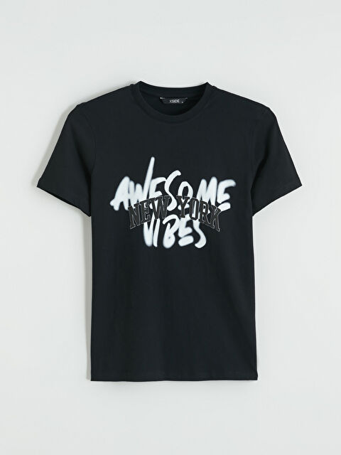 XSIDE Bisiklet Yaka New York Baskılı Erkek Tişört - S6ML47Z8-CVL