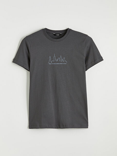 XSIDE Bisiklet Yaka Baskılı Penye Erkek Tişört - S6ML48Z8-4LU