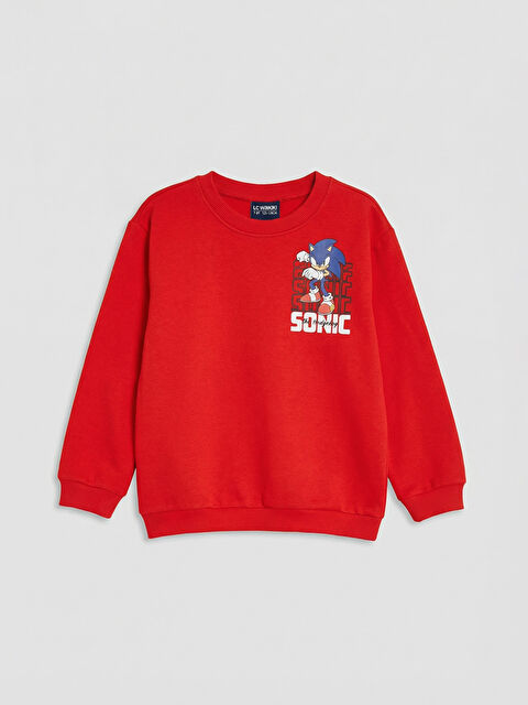 LCW Kids Sonic Baskılı Erkek Çocuk Kalın Sweatshirt - S6ML55Z1-HBH