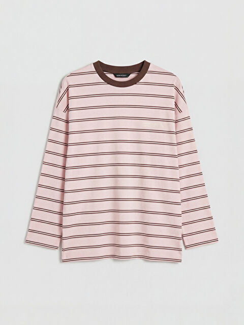 LCW Modest Bisiklet Yaka Çizgili Oversize Kadın Tunik - S6ML90Z8-LHK