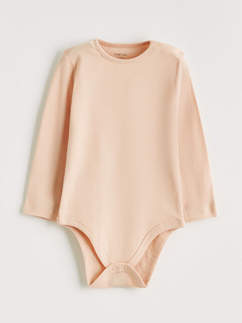LCW baby Uzun Kollu Bisiklet Yaka Kız Bebek Çıtçıtlı Body - S6ML98Z1-3RM