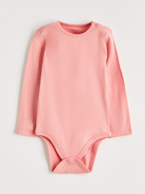 LCW baby Uzun Kollu Bisiklet Yaka Kız Bebek Çıtçıtlı Body - S6ML98Z1-3Q0