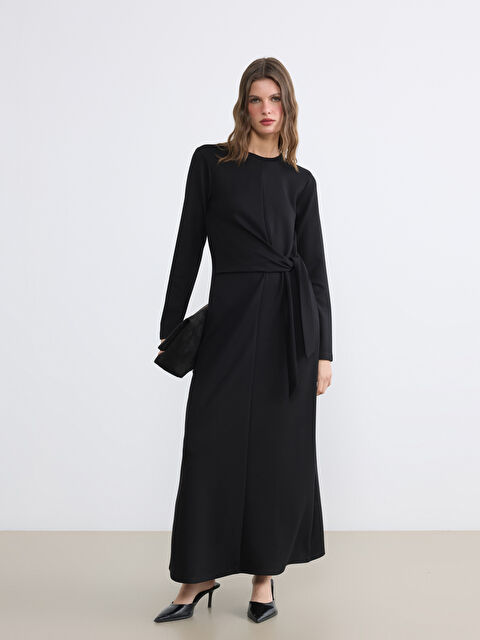 LCWAIKIKI Classic Bisiklet Yaka Bağlama Detaylı Elbise	 - S6MM60Z8-CVL