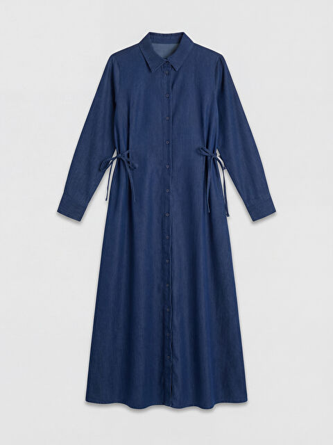 LCW Modest Gömlek Yaka Beli Bağcıklı Jean Elbise - S6MM74Z8-309