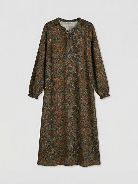 LCW Grace Bağlamalı Yaka Desenli Elbise - S6MM87Z8-LS6