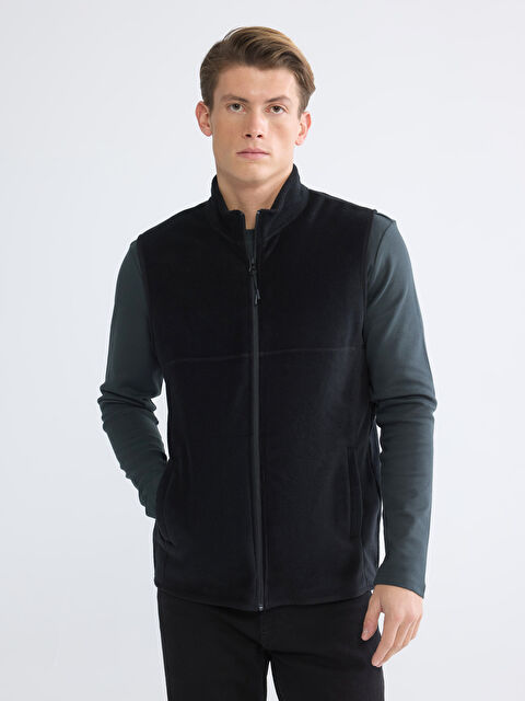 LCWAIKIKI Classic Standart Kalıp Dik Yaka Polar Yelek - S6MM89Z8-CVL