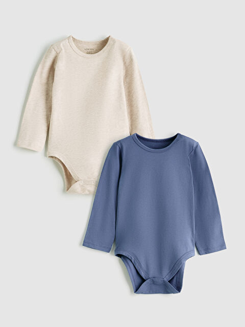 LCW baby Bisiklet Yaka Erkek Bebek Çıtçıtlı Body 2'li - S6MM99Z1-UCV