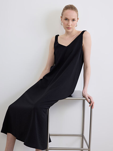 LCW EVERYDAY V Yaka Askılı A Kesim Elbise - S6MN27Z8-CVL