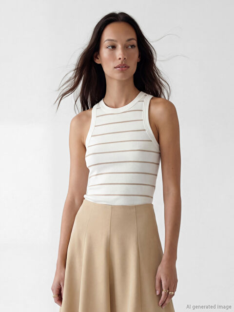 LCW EVERYDAY Bisiklet Yaka Çizgili Kadın Atlet