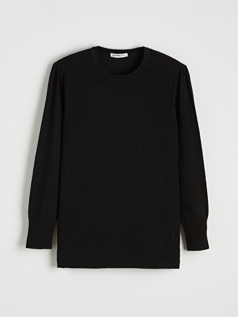 LCW Grace Bisiklet Yaka Taşlı Kadın Triko Kazak - S6MN67Z8-CVL