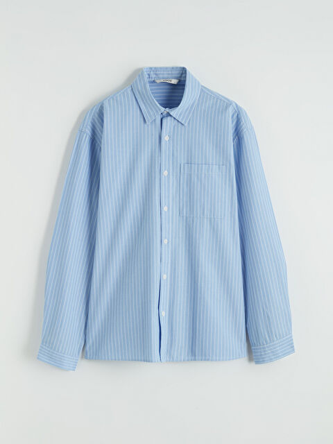 XSIDE Regular Fit Çizgili Poplin Erkek Gömlek - S6MN72Z8-LEL