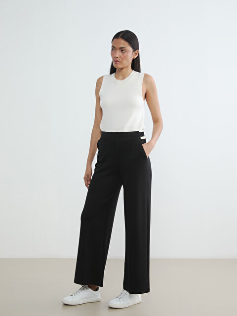 LCWAIKIKI Classic Beli Lastikli Geniş Paça Kadın Pileli Pantolon - S6MN95Z8-CVL