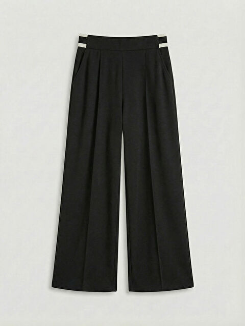 LCWAIKIKI Classic Beli Lastikli Geniş Paça Kadın Pileli Pantolon - S6MN95Z8-CVL