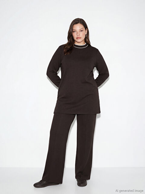 LCWAIKIKI Classic Beli Lastikli Geniş Paça Kadın Pileli Pantolon - S6MN95Z8-HDT