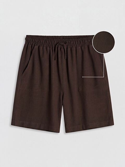 LCWAIKIKI Classic Beli Lastikli Keten Görünümlü Kadın Şort