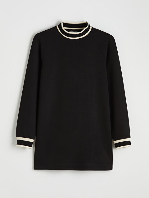 LCWAIKIKI Classic Dik Yaka Çizgili Soft Touch Kadın Sweatshirt Tunik	 - S6MO11Z8-CVL