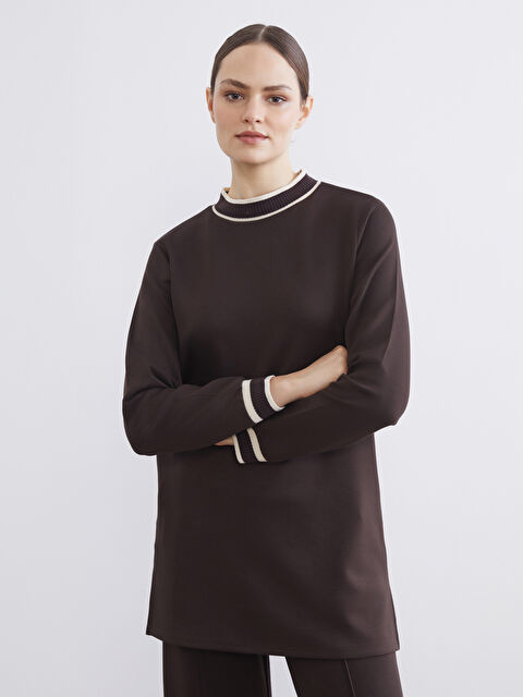 LCWAIKIKI Classic Dik Yaka Soft Touch Kadın Sweatshirt Tunik - S6MO11Z8-HDT