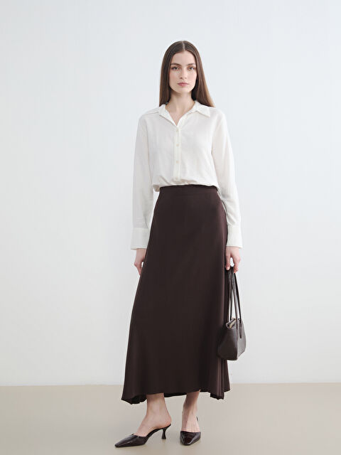 LCW Modest Beli Lastikli A Kesim Triko Etek - S6MO12Z8-HEC