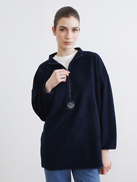 LCW Modest Baskılı Oversize Kadın Pelüş Sweatshirt Tunik - S6MO28Z8-HRZ