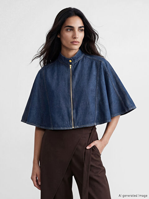 Natuvera Dik Yaka Kadın Jean Panço - S6MO38Z8-YZA