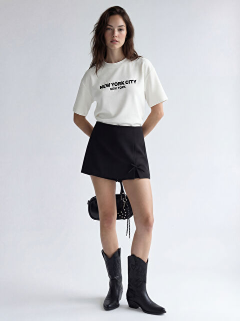 XSIDE Beli Fermuarlı Fiyonklu Şort Etek - S6MO44Z8-CVL