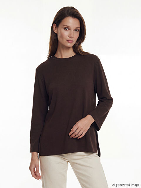 LCW Modest Dik Yaka Oversize Kadın Sweatshirt Tunik - S6MO64Z8-HMK