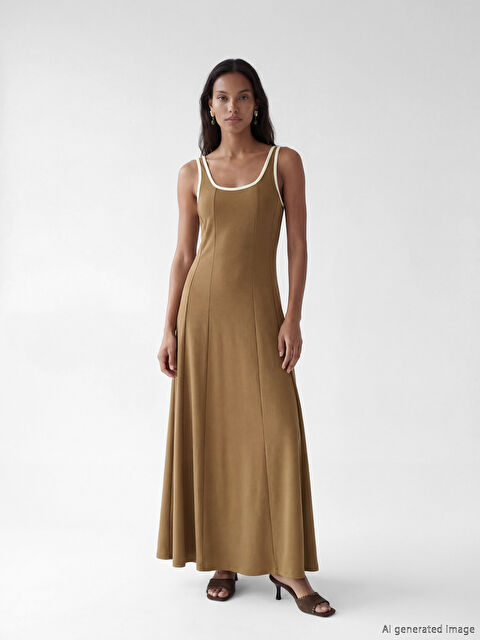 LCW EVERYDAY U Yaka Askılı Peplum Elbise - S6MO77Z8-JSE