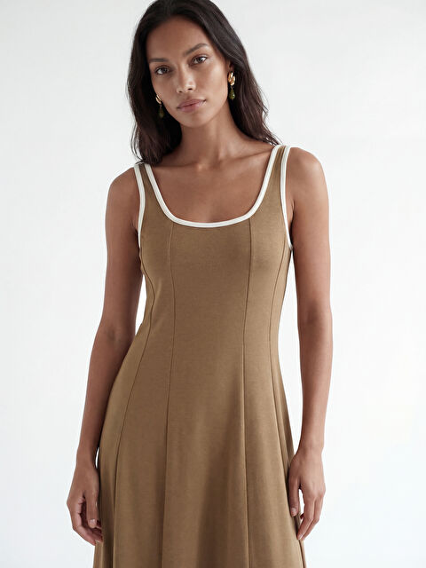 LCW EVERYDAY U Yaka Askılı Peplum Elbise - S6MO77Z8-JSE