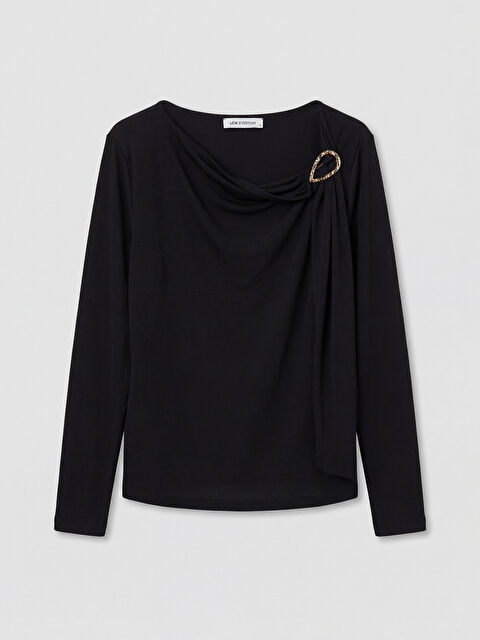 LCWAIKIKI Classic Kayık Yaka Büzgülü Yaka Kadın Body - S6MO84Z8-CVL