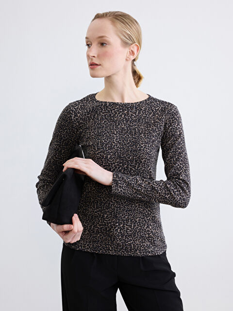 LCWAIKIKI Classic Bisiklet Yaka Leopar Desenli Bluz - S6MO88Z8-LQJ