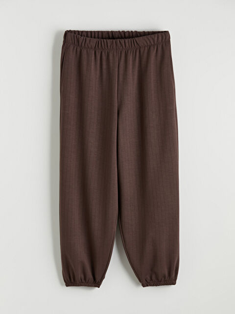 LCWAIKIKI Classic Beli Lastikli Çizgili Kadın Jogger Pantolon - S6MO93Z8-HSK