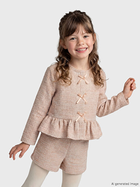 LCW Kids Kız Çocuk Fiyonklu Tüvit Ceket - S6MO94Z1-3HE