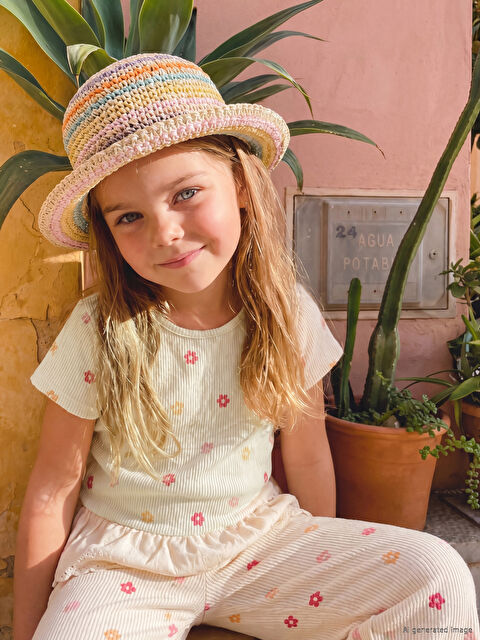 LCW Kids Çiçekli Kız Çocuk Tişört ve Pantolon
