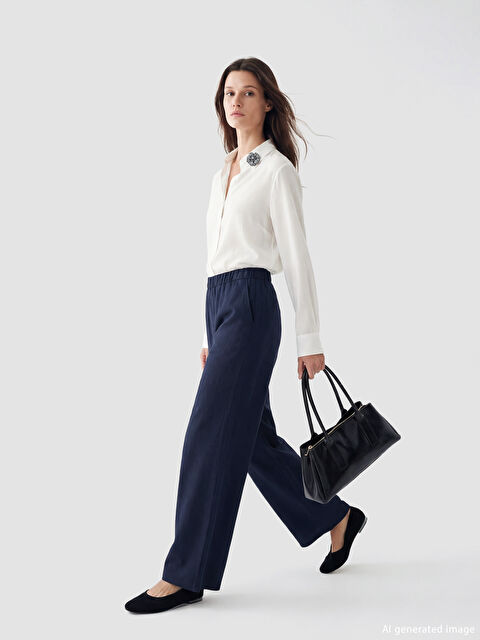 LCW Modest Beli Lastikli Geniş Paça Kadın Pantolon - S6MP06Z8-DGZ