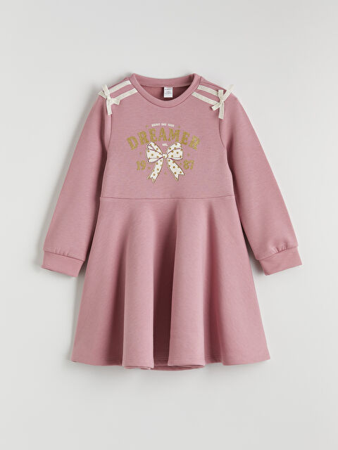 LCW Kids Bisiklet Yaka Baskılı Kız Çocuk Elbise - S6MP08Z1-GDD