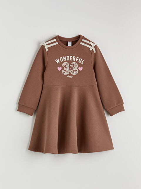 LCW Kids Bisiklet Yaka Baskılı Kız Çocuk Elbise - S6MP08Z1-H31