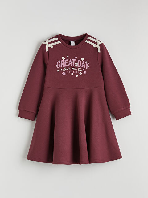 LCW Kids Bisiklet Yaka Baskılı Kız Çocuk Elbise - S6MP08Z1-HFC