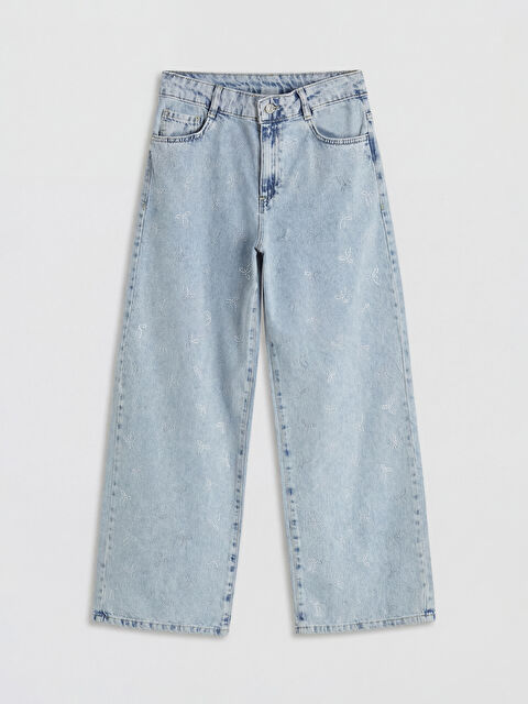 LCW Kids Wideleg Taşlı Kız Çocuk Jean Pantolon - S6MP14Z4-V2T