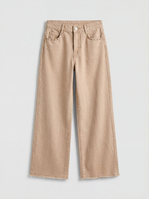 LCW Kids Wideleg Zımba Detaylı Kız Çocuk Jean Pantolon - S6MP15Z4-3NN