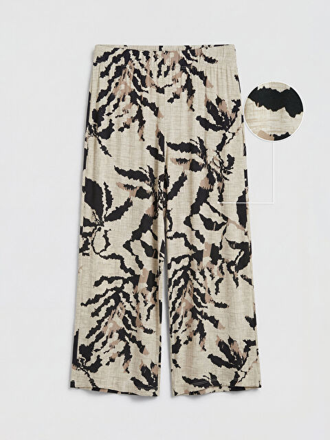 LCW Grace Beli Lastikli Desenli Geniş Paça Kadın Kapri