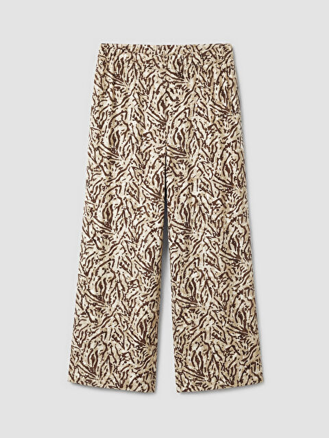 LCW Grace Beli Lastikli Desenli Geniş Paça Kadın Kapri - S6MP79Z8-LQB