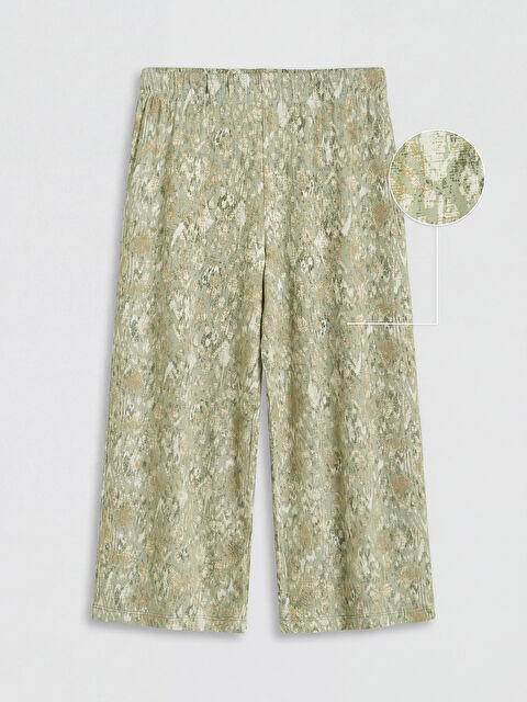 LCW Grace Beli Lastikli Desenli Geniş Paça Kadın Kapri